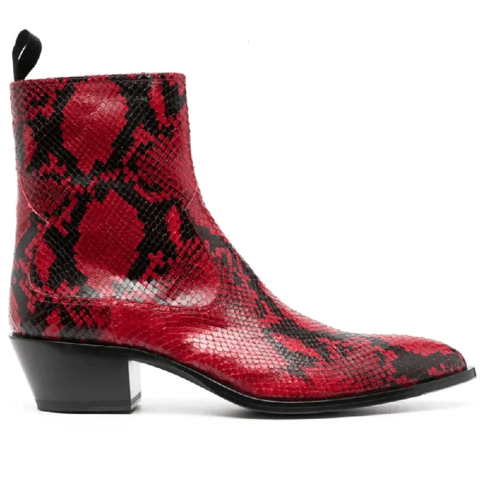 Bottes Chelsea en cuir véritable Serpentine à bout pointu sur mesure pour hommes 251126