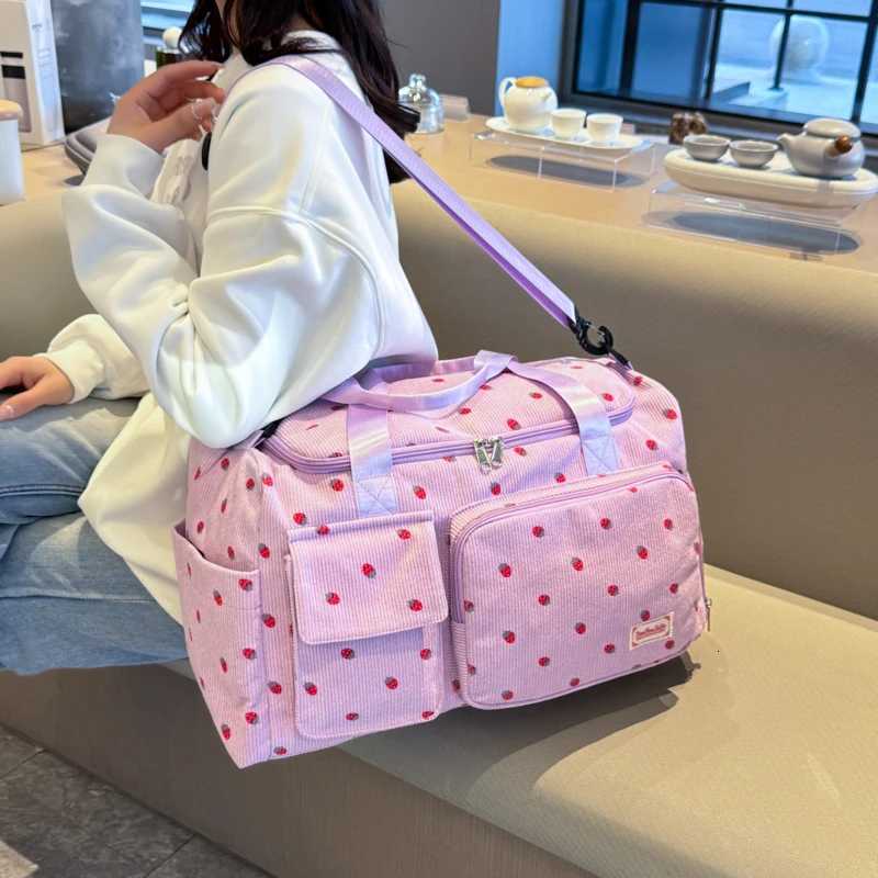 Corduroy Travel Tote Bag Large Capacity Carry Travel Bag With Shoe Cpartment Sports Fitness Bags For Wen Duffle Bags Y251128-image-1086505738