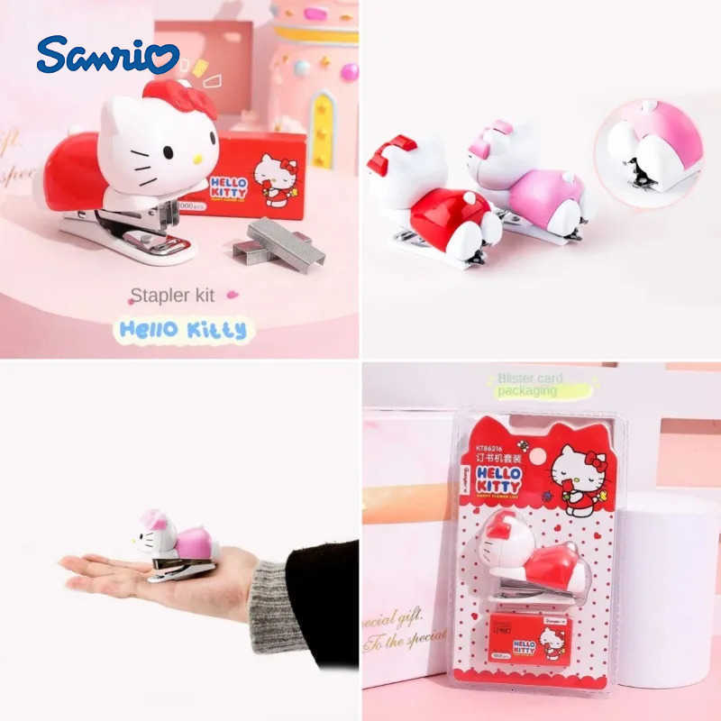 Sanrio Hello Kitty Cartoon Mini Stapler Set Student Portable Stationery School Supplies Kawaii Stationery Stapler Office Binding Tools H251128-image-1086419738