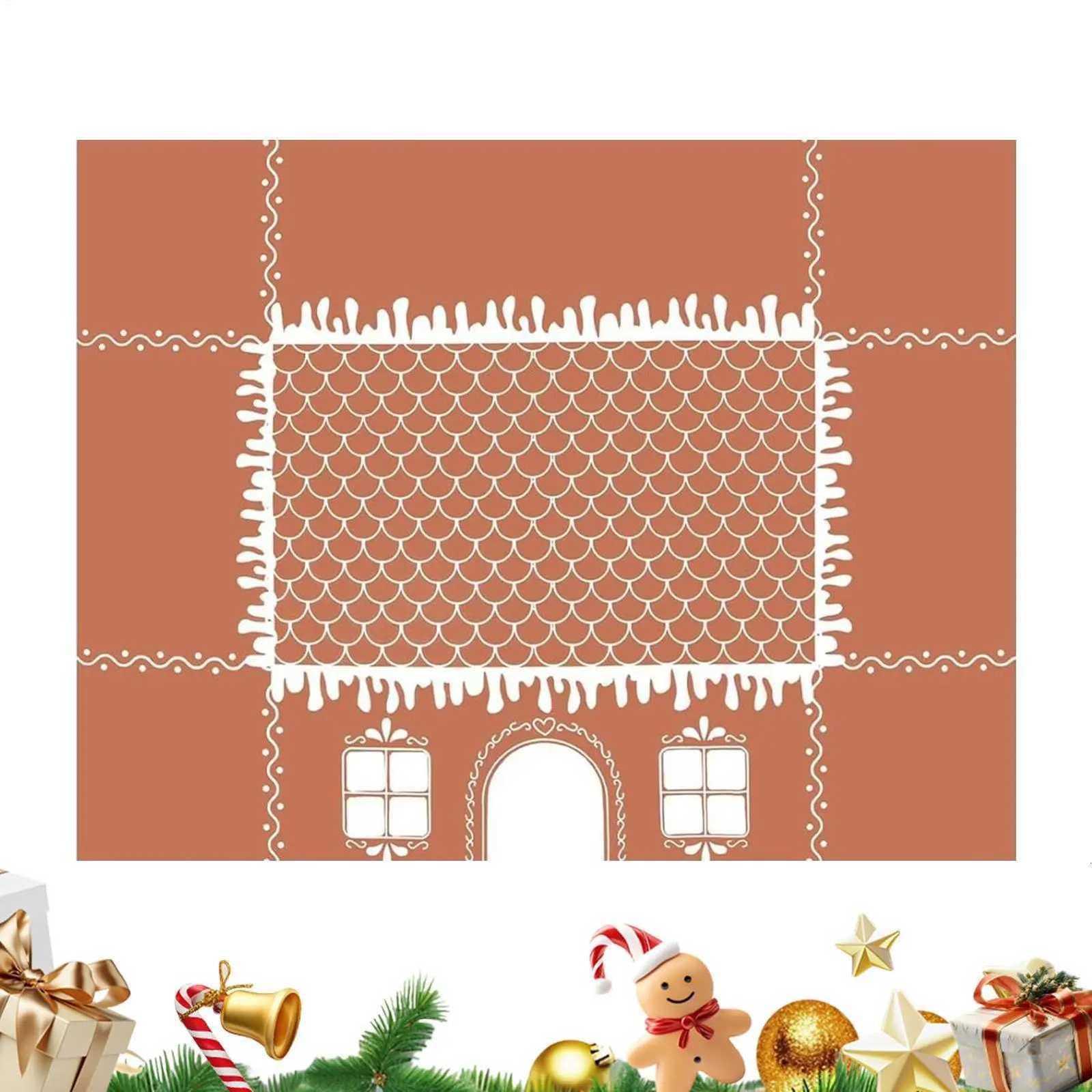 Christmas Tablecloth Washable Gingerbread House Cover Farmhouse Table Runner for Picnic Party Harvest Kitchen Dinner Festival M251128-image-1086460324
