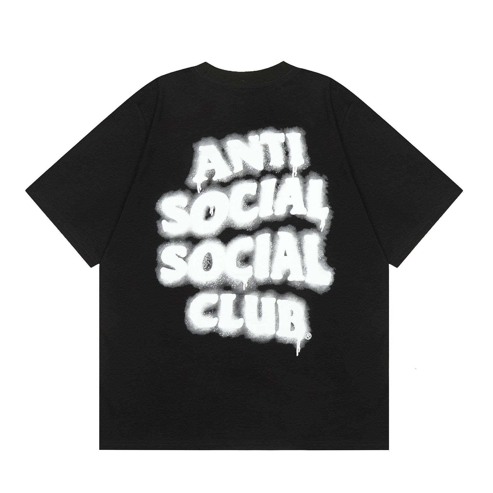 Anti Soccial Club Shirt Men Graffiti Slogan Printed Round Neck Tshirt Designer T Shirt Pure Cotton Trendy Brand High Street American Streetwear Grap