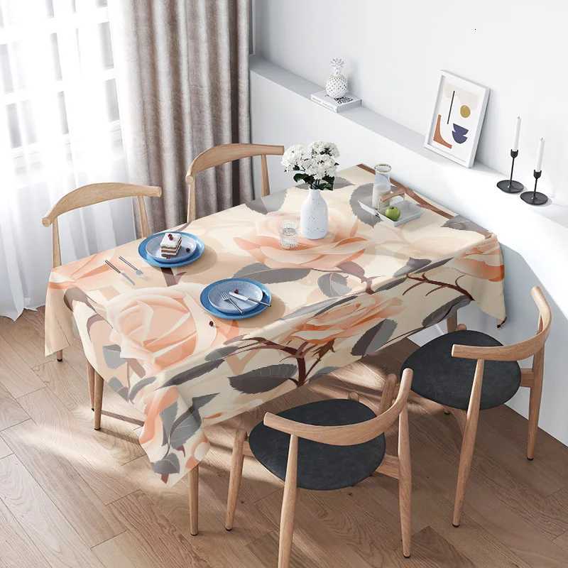 Modern Chic Floral Dining Tablecloth Set Perfect for Home Decor Soft Durable Linen Fabric with Multiple Size Options Available M251128-image-1086459714