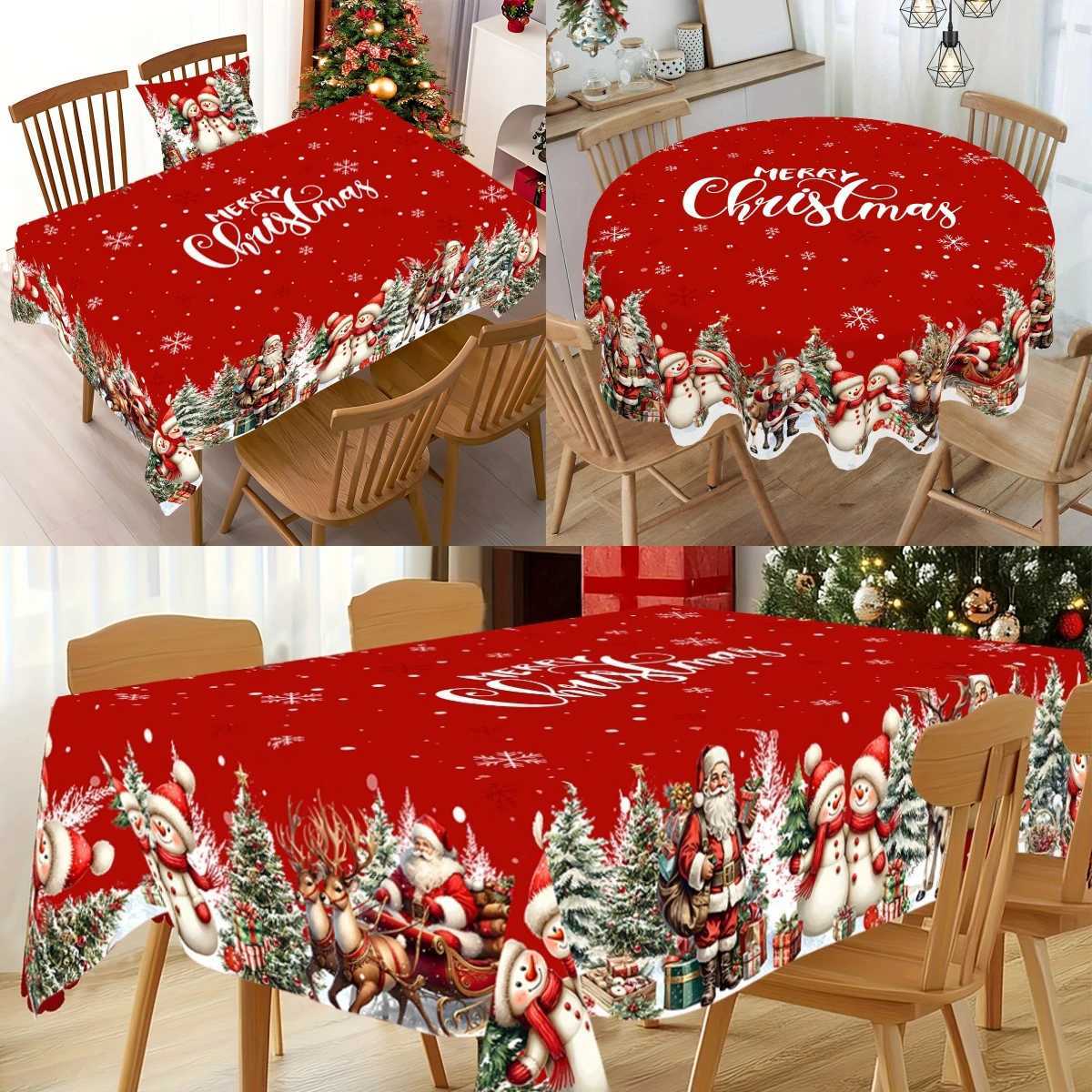 Red Merry Christmas Tablecloth Merry Christmas Decoration for Home 2025 Xmas Navidad Notal Noel Table Decor New Year 2026 Gift M251128-image-1086458222