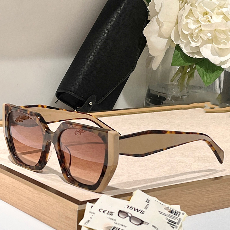 Summer popular sunglasses for womens designer glasses SPR15W rectangular frame thick bottom side decoration elegant casual style UV400