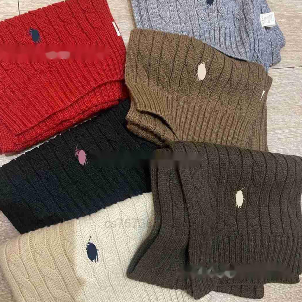 Scarves Scarves Wool Knitted Designer Scarves For Women Men Winter Versatile Thickened Warm Scarf Solid Color Burgundy POLO Casual