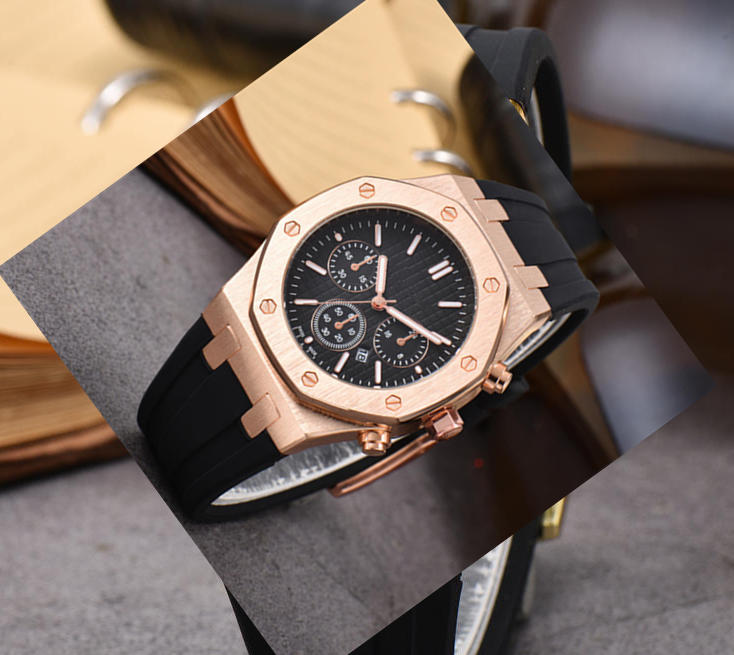 APWatchsss for Men Quartz Battery Movement Watch High Quality Top Luxury Brand Chronograph Clock Fashion Steel Rubber Strap Bracelet