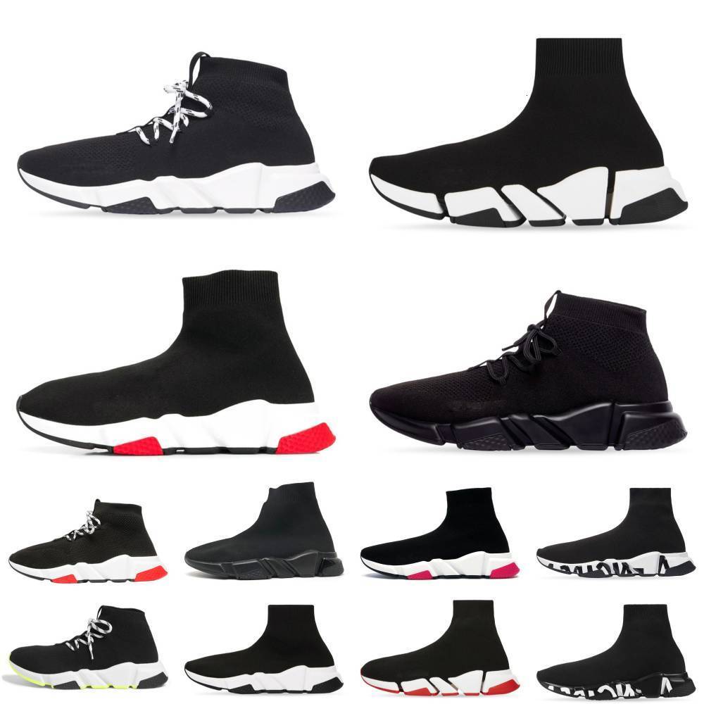 Designer Sock Speed V2 V4 Runner Shoes Trainer Men Women High Low 2.0 3.0 4.0 Graffiti White Black Red Paris Casual Shoe Clear Sole Lace-up Mesh Soc