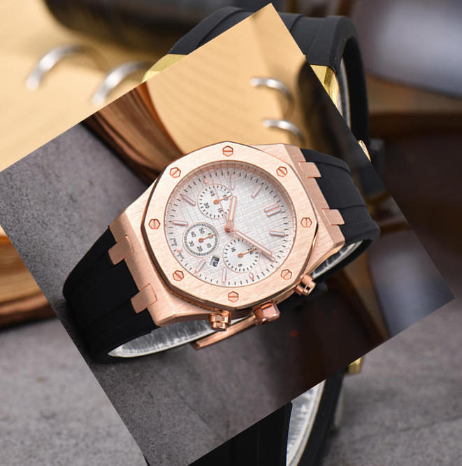 APWatchsss for Men Quartz Battery Movement Watch High Quality Top Luxury Brand Chronograph Clock Fashion Steel Rubber Strap Bracelet