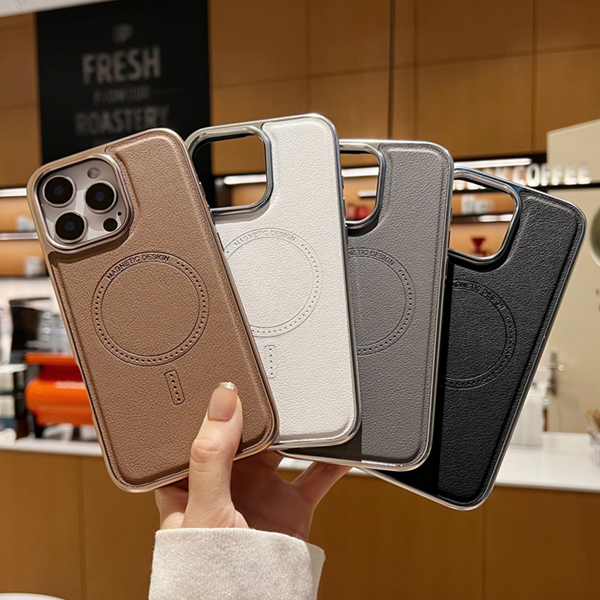 Magnetic Phone Case For Iphone 17 16 15 14 13 Pro Max Plus 16Pro Plated Border 17Promax Phone Case 16Promax Luxury 15Pro 15Promax Cover Hard 17Pr