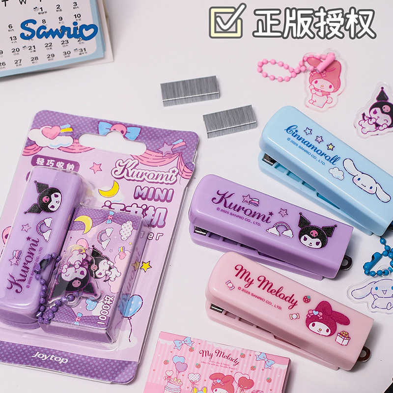 Sanrio Genuine Stapler Mini Stapler Kuromi Student Office Stationery Portable Storage Pencil Case H251128-image-1086418174