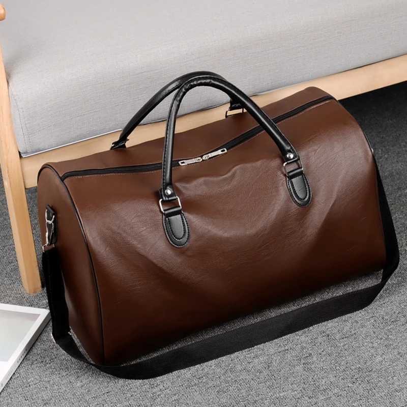 PU Leather Gym Bag Travel Tote Men Handbag Business Briefcase M Fitness Lage Duffle Weekend Shoder Sports Side Bag Y251128-image-1086505604