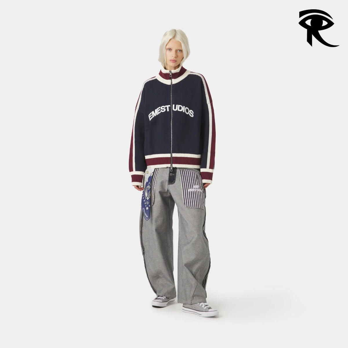 Y2K Alphabet Print American Retro Sweater Women Loose Vintage Preppy Style Zipper Sweater Designer Clothing Original Jacket Wholesale