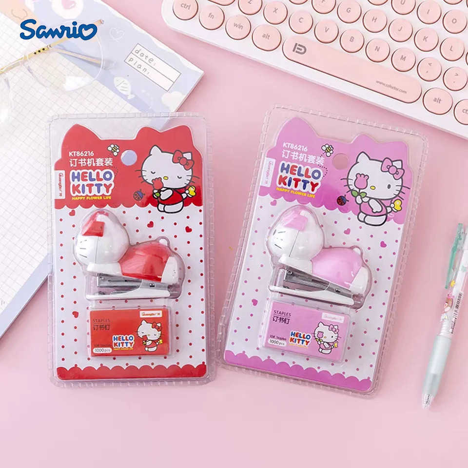 Sanrio Hello Kitty Stapler Set Cartoon Kt Cat Kawaii Students Test Papers Note Mini Binding Machine Office Supplies School Prize H251128-image-1086419026