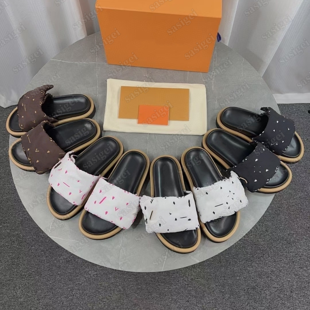 Pool Pillow Flat Comfort Mule Designer Slippers slides slipper Women Suede Black Pink White Red Grey Brown Blue Womens-image-946505468