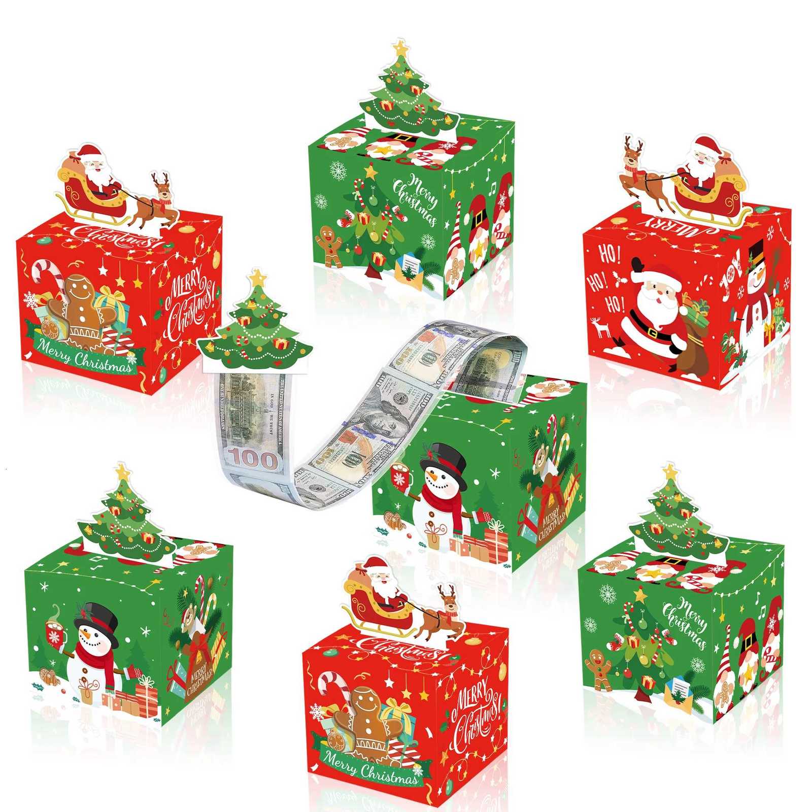 Christmas Money Box for Cash Gift Pl Surprise Money Gift Hoder with 30 Transparent Bags Santa Money Dispenser Cash Storage Box H251127-image-1086391697