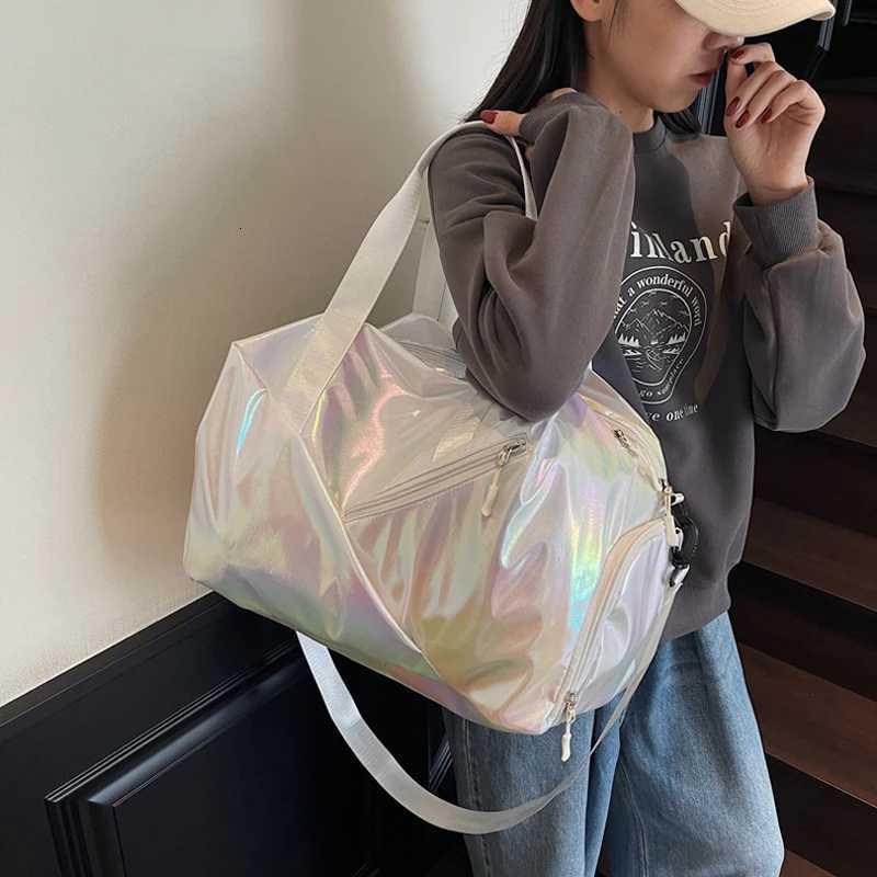 Shiny Handbag Fitness Bag Gym Yoga Training Bags Wen Dance Crossbody Pack with Shoes Pocket Large Capacity Travel Duffel Y251128-image-1086505695