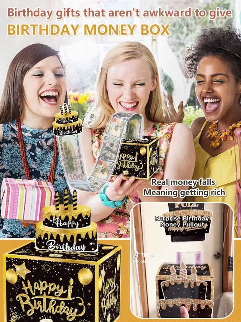 Black Gold Money Box Birthday Party Decoration Surprise Box Props Arrangement Atmosphere Boxes H251127-image-1086391502