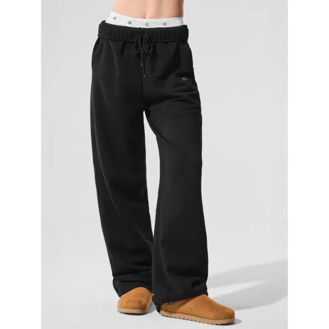 5A Designer Yoga Sports Pants Sweatpants 3D standard pants with plush loose casual sweatpants for women windproof and warm straight leg A-1010 yo-image-1086495438