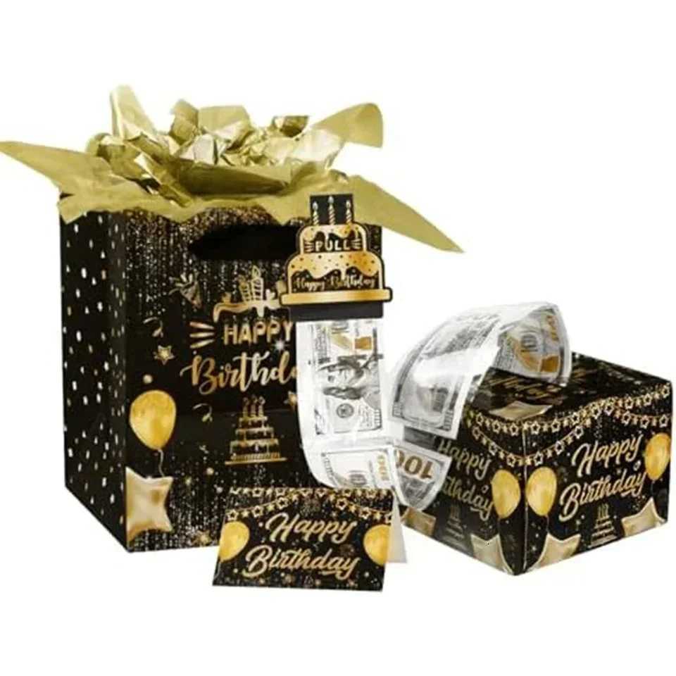 Birthday Money Box For Cash Pl 2-color Options Banknote Roll-up Surprise Box Party Decoration With Cake Card For Friends H251127-image-1086391525