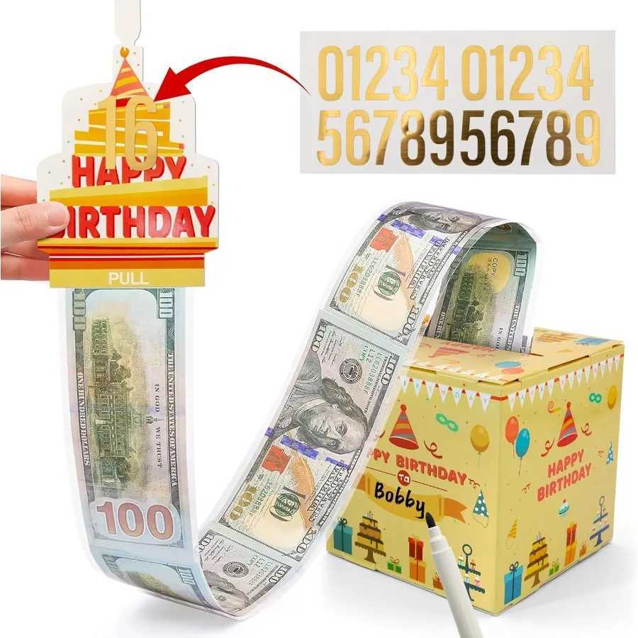 Birthday Money Box for Cash Gifts Pl Surprise Gifts Box with 40Pcs Transparent Bags and DIY Number Sti for Any Age 1100 16 18 H251127-image-1086391727