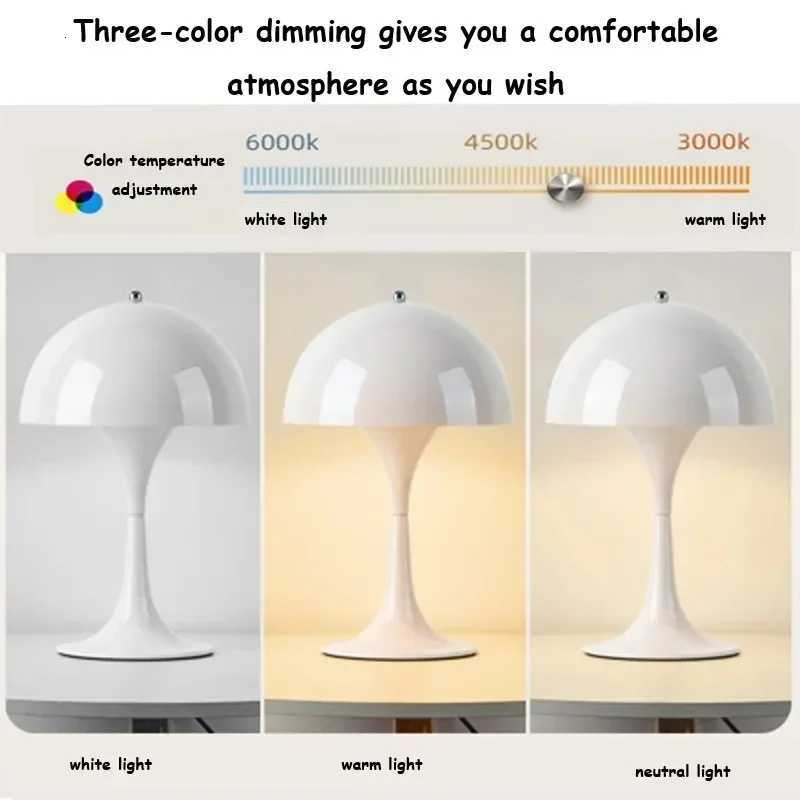 GGbingo lampe de Table forme de champignon Rechargeable 3 tons lumière ABS Portable LED veilleuse Simple Mode décoration M251205