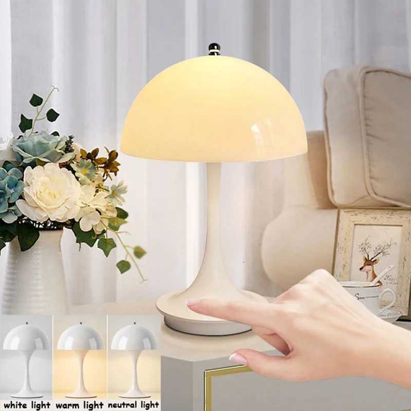 Lámparas de mesa recargables con forma de seta GGbingo, 3 colores de atenuación, LED portátil ABS, decoración moderna y sencilla para luz nocturna M