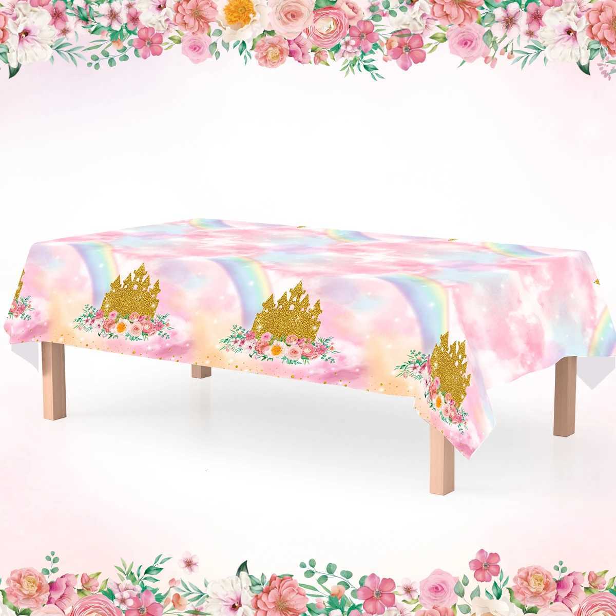 Fairy Garden Party Tablecloth Disposable Plastic Tablecloth Castle Princess Birthday Decor Magic Forest Theme Party Supplies M251128-image-1086458884