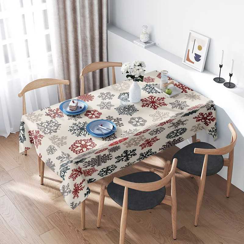 Nappe de salle à manger à motif de flocon de neige, décorations de fête de noël, tissu de qualité supérieure, facile d'entretien, lavage, housse