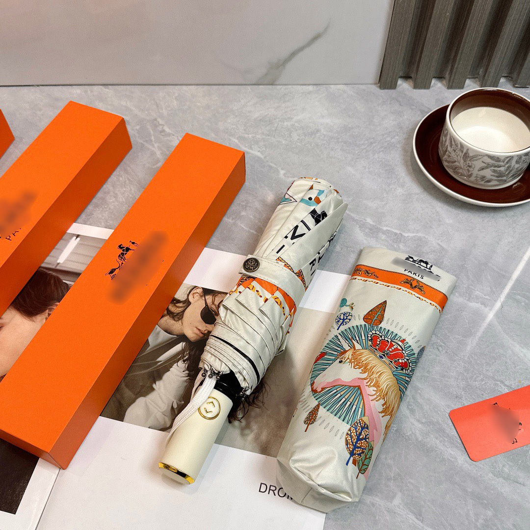 Designer Automatic Triple Fold Umbrella Set -2-piece Set Windproof Design UV Protection Gift Box Packaging K260224-image-1095329916
