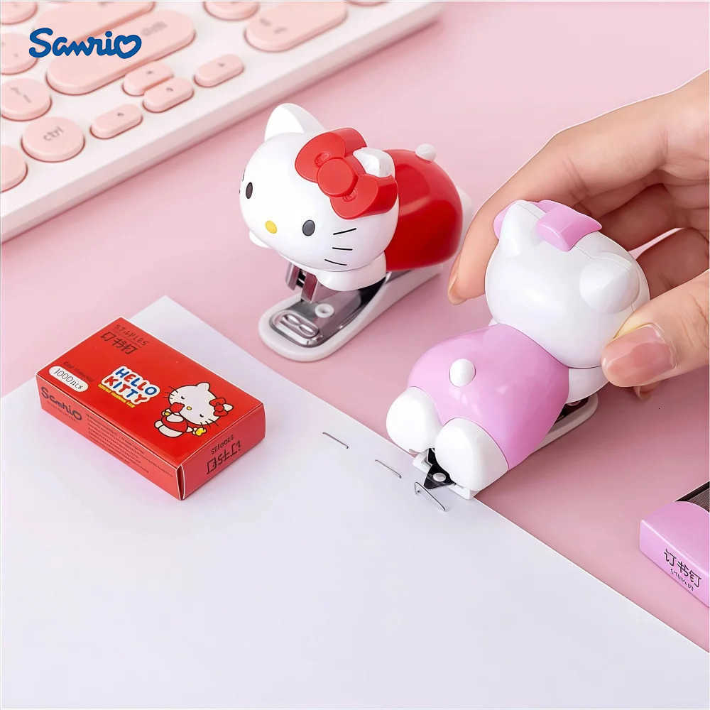 Sanrio Hello Kitty Mini Stapler Set Portable Compact Adorable Design for School Office Stationery Supply Kids Girls Gift Present H251128-image-1086419946