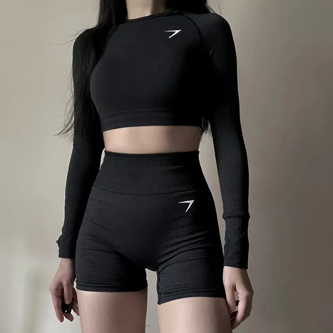 5a Yoga Sets 2 piece setsT-shirt shorts womens seamless Yoga leggings belly control high waist sweatpants Ladies running training Set-image-1086493986