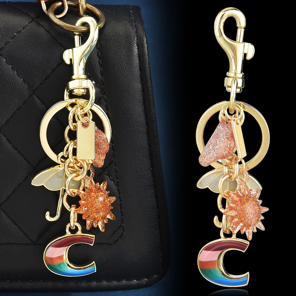 20style Designer Lettered Keychain Rabbit keychain Bag For Women Flower Pendant Elegant Fashion Vintage Lovely Handbag Accessories