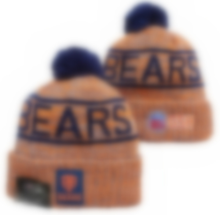 2025 Hommes tricotés à revers Pom Bears Bonnets Bobble Chapeaux Sport Tricot Chapeau Rayé Sideline Laine Chaud Baseball Bonnets Cap Pour Femmes a