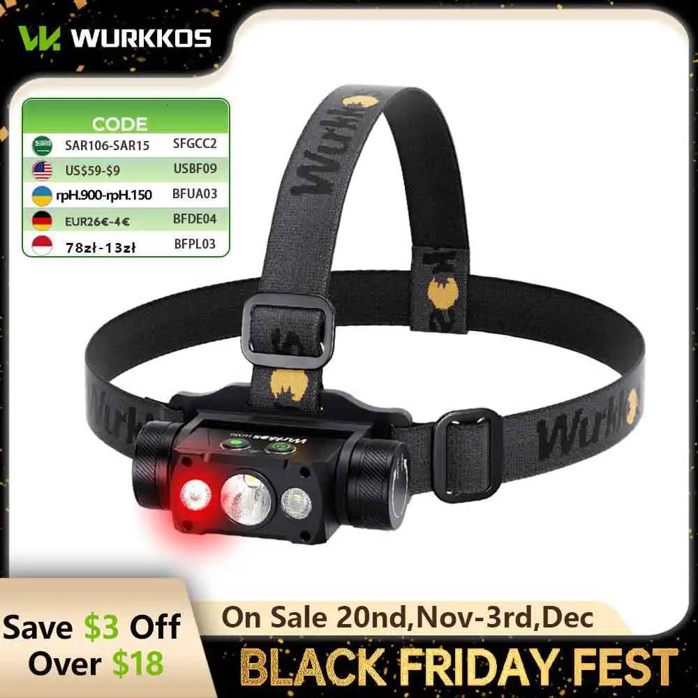 Wurkkos HD50 LED Headlamp 4000LM High Power Rechargeable Flashlight IP67 Waterproof 21700 Fishing Lighting with 660nm Red LightW251129