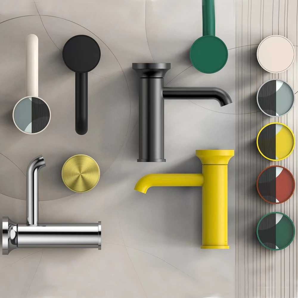 Chrome Bathroom Basin Faucet Green Single Handle Sink Hot Cold Water Brass Brushed Gold/Matte Black/Matte Grey Color/Milky white M251129-image-1086591772