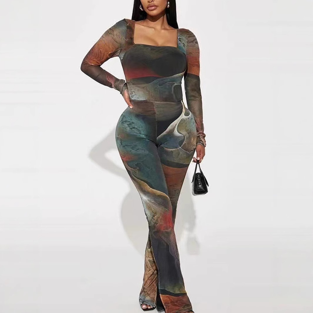 Women&#039;s Jumpsuits Rompers Weird Puss Strapless Jumpsuit Women Gradient Print Sleeveless Vacation Trend Elegant Skinny Elastic Streetwear Wor-image-926939747