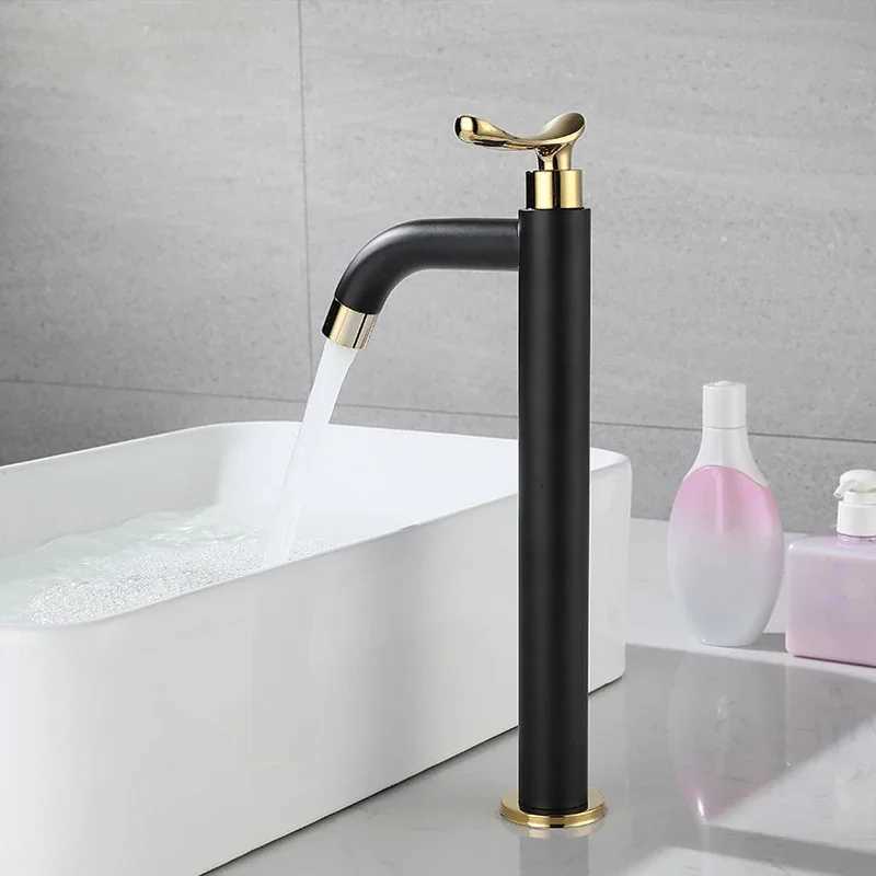 Black and Gold Basin Sink Faucet Bath Faucets Single Cold Water Vanity Tap Deck Mounted Washbasin Taps Kitchen Faucets M251129-image-1086590456