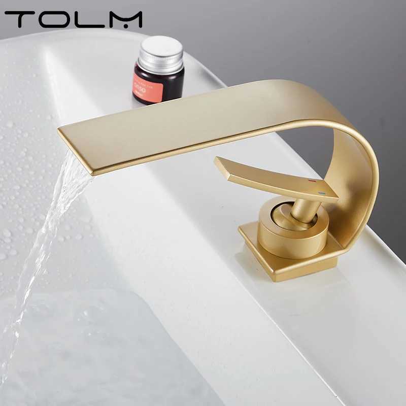 TOLM Basin Faucet Modern Bathroom Faucet Mixer Tap Black/White Wash basin Faucet Single Handle Hot and Cold Waterfall Faucet M251129-image-1086589824