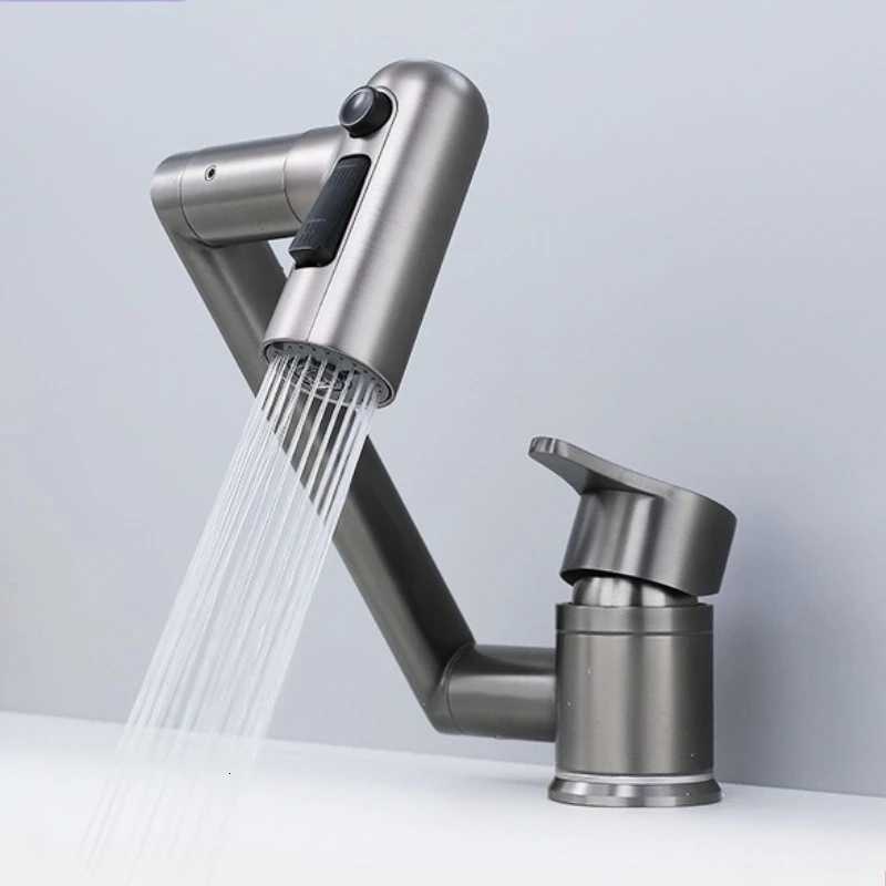 Bathroom washbasin lift folding faucet 304 stainless steel hot and cold sink faucet M251129-image-1086591941