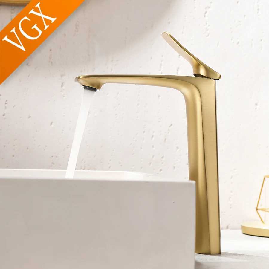VGX Luxury Gold Bathroom Faucets High Basin Mixer Tall Sink Faucet Gourmet Washbasin Tapware Hot Cold Water Tap Brass Chrome M251129-image-1086592078