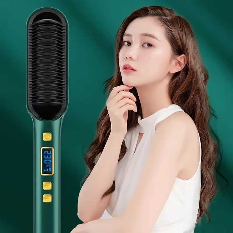 LCD straightening comb dual-useforstraighteningandcurlinghair fringe styling scalpmassager flat iron lazy straightening combT251129-image-1086577591