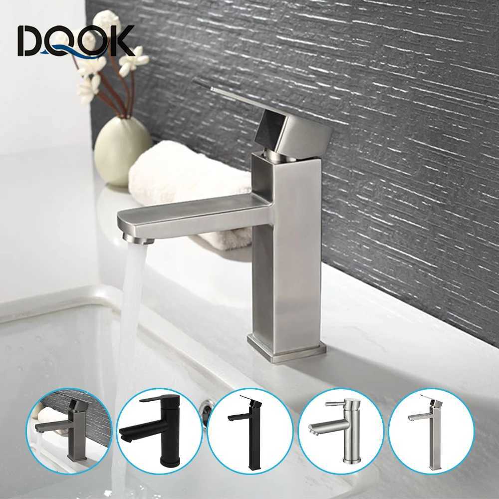 Basin Sink Bathroom Faucet Deck Mounted Hot Cold Water Basin Mixer Taps Matte Black Lavatory Sink Tap Crane M251129-image-1086591579