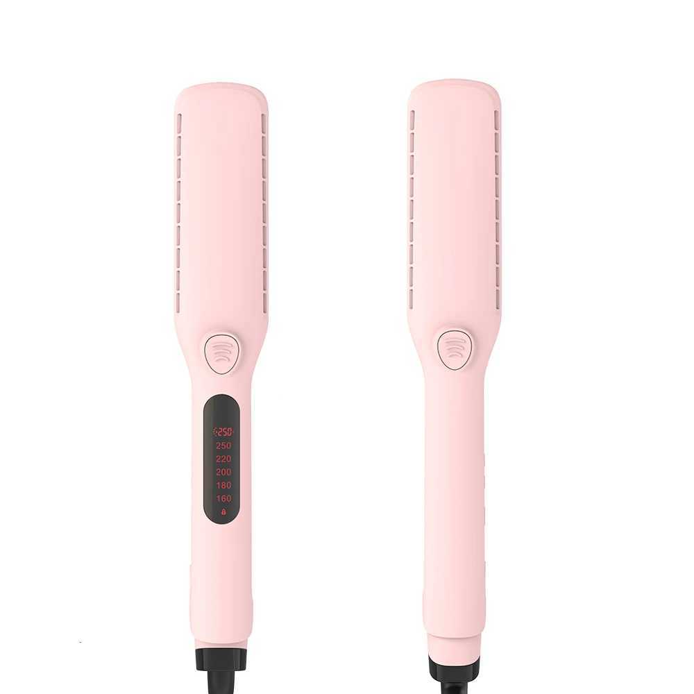 SMET Pro Titanium Flat Iron Anti-Scald Dual Voltage Straightening and Curling 2 in 1 Negative Ion Pink Hair StraightenerT251129-image-1086580146