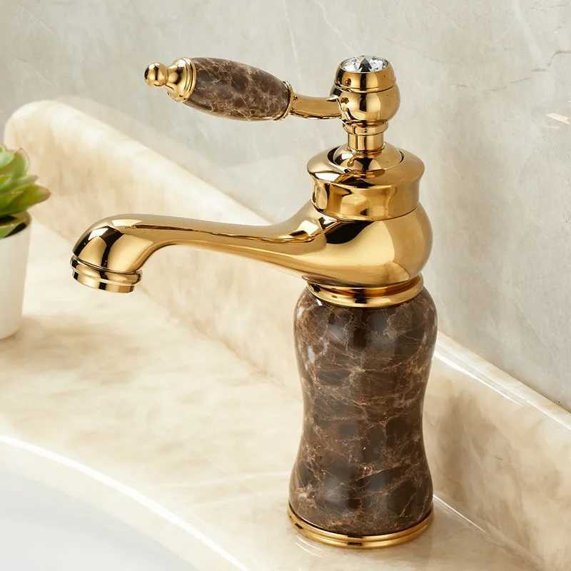 Gold Bathroom Faucet Brass and Jade Basin faucet Bathroom Basin faucet Sink Mixer Tap Gold Sink Faucet Bath Basin Sink Faucet M251129-image-1086589874