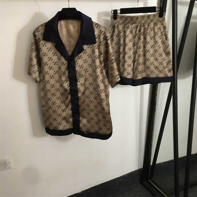 fashion Clothing designer pajamas for women Thin lapel Button short sleeve shirt Wide Leg Shorts logo embroidery Old Flower GG Printed Sleepwear