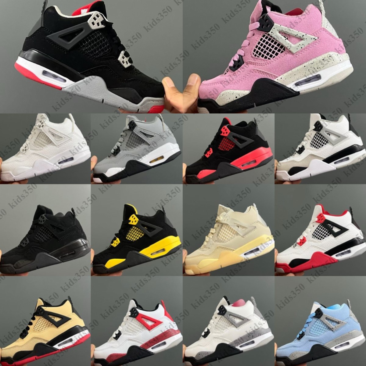 Kids Shoes 4s Toddler Sneakers youth boys Basketball Shoe Designer cool grey blue pink trainers Infants Outdoor Baby Sports Athletic trainer