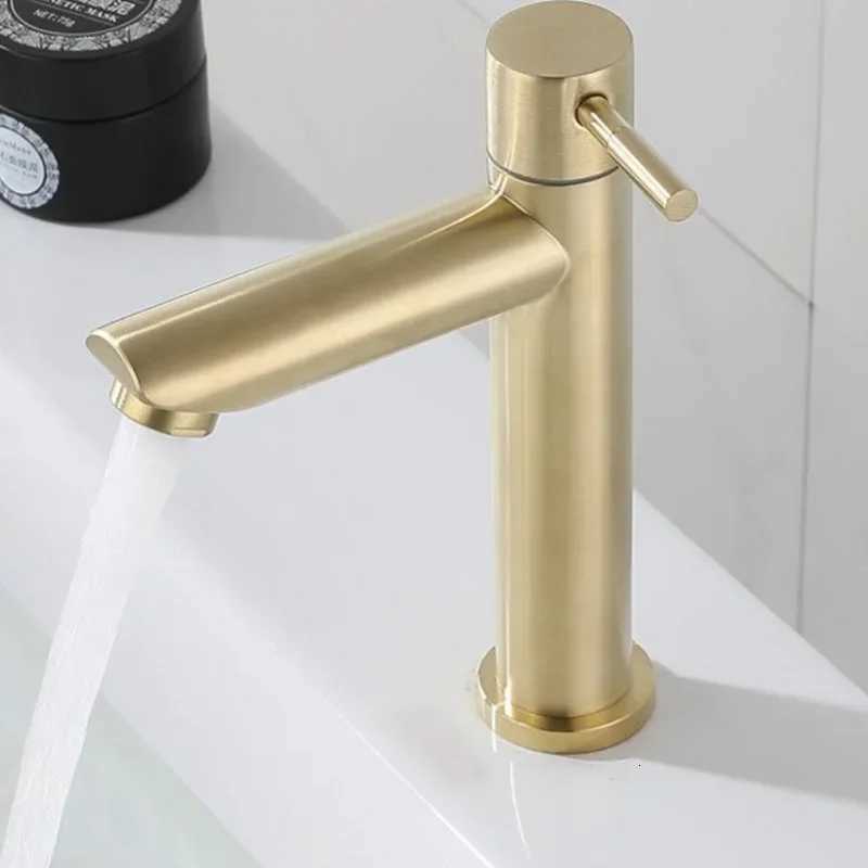 Gold Single Cold Quickly Open Type Basin Faucet Rust And Corrosion Resistance Bathroom Sink Water Tap 304 Stainless Steel M251129-image-1086590652