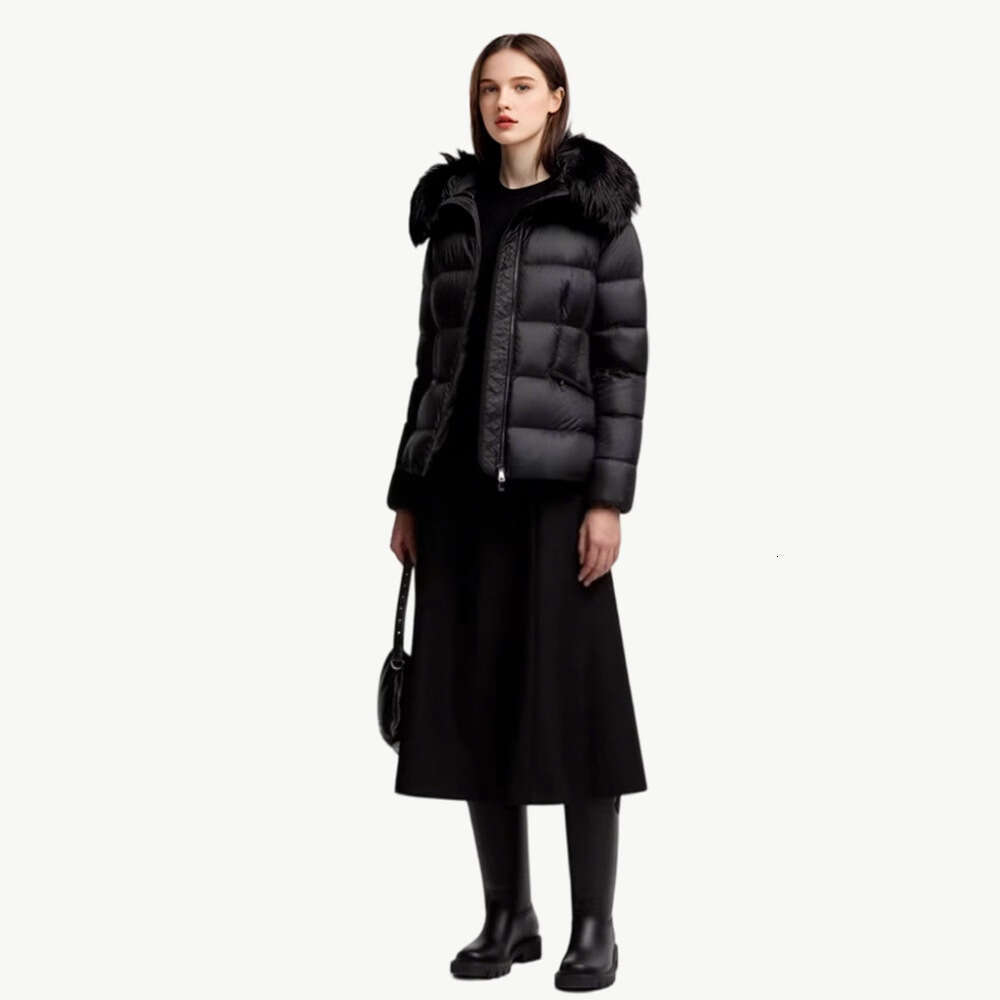 Automne hiver col de fourrure d'oie nouvelles femmes chaud court à capuche coupe ajustée taille ceinture doudoune de luxe concepteur