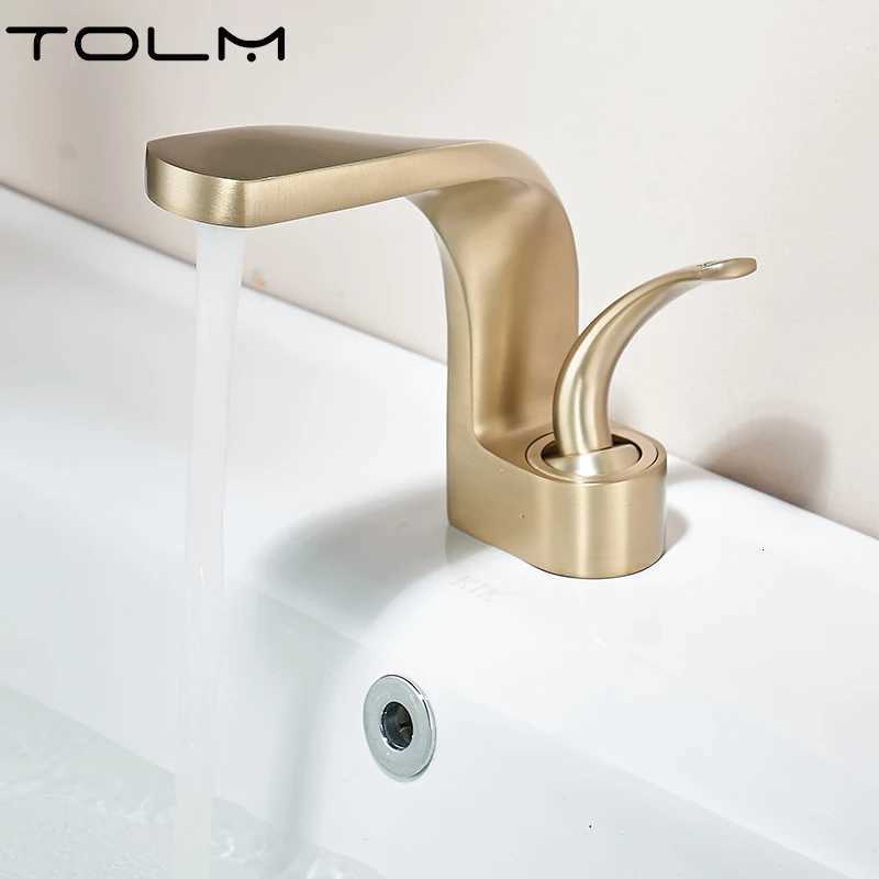 TOLM Brass Core Modern Bathroom Sink Faucet Gray Single Handle Deck Mounted Wash Basin Water Tap Hot And Cold Water Mixer M251129-image-1086591125