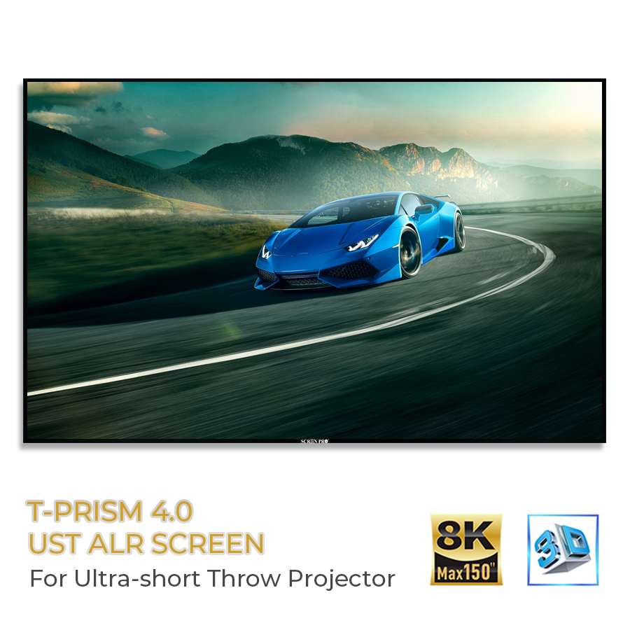 120 inch ALR UST Projection Screen Fixed Frame T Prism 4.0 Crystal Ultra-thin Bezel Ambient Light Rejecting Screen for UST Projector-image-1055597984